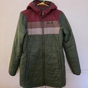 L.L. Bean Green and Red Hooded Jacket